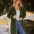 thumbnail image 2 of Cardigan Sweaters For Women Open Front Cable Knit Cardigan Solid Color Chunky Long Sweater Coat Polyester Spandex Blending Jackets 1Pc Black 2Xl Sweaters For Women, 2 of 9