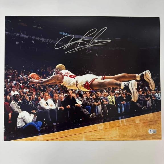 Autographed/Signed Dennis Rodman Chicago Bulls 16x20 Basketball Photo Beckett BAS COA