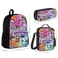 thumbnail image 2 of Superkitties Fun cartoon three-piece backpack set: includes backpack lunch box and pencil case One size, 2 of 5