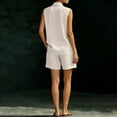 thumbnail image 4 of Ahabrexf Womens Linen 2 Piece Outfits, Shawl Collar Sleeveless V Neck Top Loose Casual Shorts Matching Set for Summer Vacation Daily Wear, 4 of 8