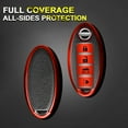 thumbnail image 5 of Xotic Tech 1X Red Soft TPU & Leather 4-Buttons Key Fob Case Full Sealed Protection Compatible with Nissan Altima Maxima Sentra Murano Pathfinder Versa Leaf Armada, 5 of 9