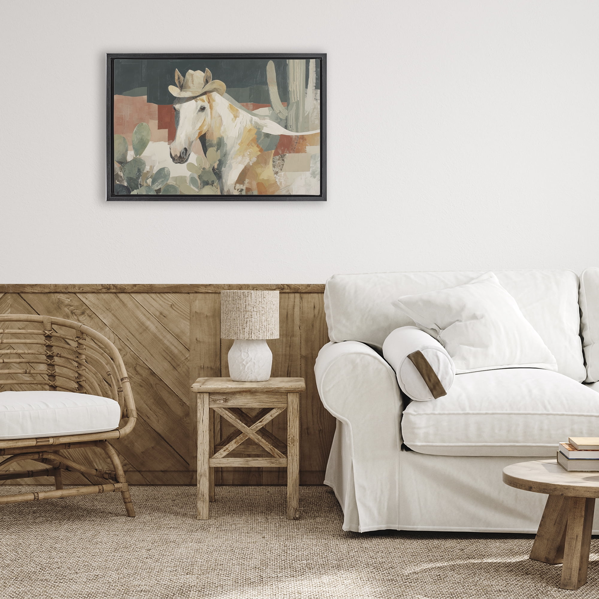 Stupell Industries Horse in Cowboy Hat Black Framed Floater Canvas Wall Art, design by Chromatic Storm Studio