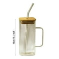 thumbnail image 3 of CUITING 17oz Glass Cups with Lids and Straws Iced Coffee Cups with Handle  Square Drinking Glasses with Bamboo Lids and Straws for Hot/Iced Coffee  Juice  Beer Extra Savings, 3 of 5