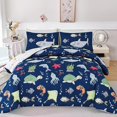 thumbnail image 1 of RYNGHIPY Kids Bedding Set for Full Bed Reversible Ocean Animals Print Comforter, 1 of 9
