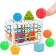 thumbnail image 1 of Juguete para bebé de 1 año, juguete para niños pequeños de 2 años, juguetes Montessori para niños y niñas de 1 a 3 años, juguetes educativos coloridos, juegos de clasificación de formas, juegos educativos, 12 piezas clasificadores de formas coloridas brillar Electrónica, 1 of 5