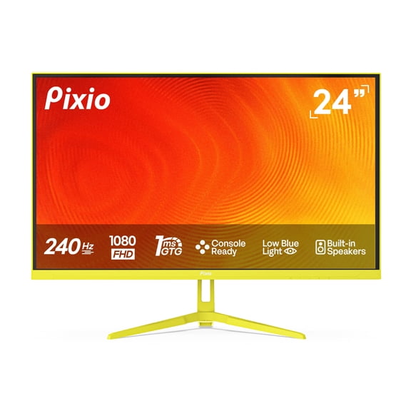 Pixio PX249 Wave Yellow 24 inch 240Hz Refresh Rate FHD 1080p Resolution Fast IPS Panel 1ms GTG Response Time Built-in Speakers Gaming Monitor with Adaptive Sync