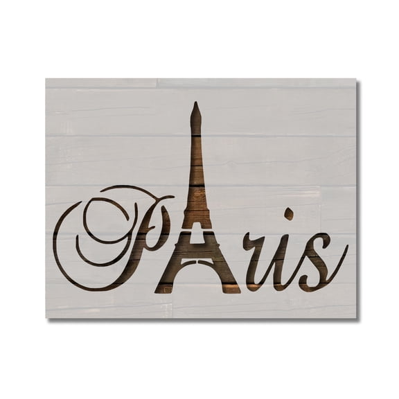 Paris Eiffel Tower Word Stencil Template Reusable 8.5 x 11 for Painting on Walls, Wood, Etc. By Stencilville