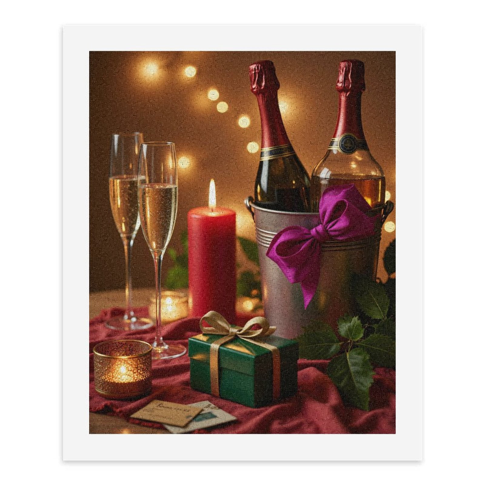 Paint By Numbers Kit for Adults Beginner - Celebration Champagne Candle Decor DIY Canvas Painting Kits for Adults, Frameless Paint By Number for Adults for Home Wall Decor 16x20 Inch
