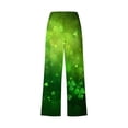 thumbnail image 4 of lcziwo Womens Summer Cotton Linen Cropped Beach Pants with Pockets St Patricks Day Shamrock Print Lounge Pants Casual Drawstring Elastic Waist Capris Pant Green XL, 4 of 6