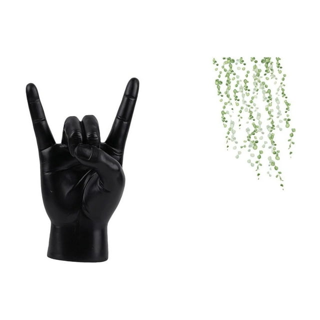 Estatua del gesto de la roca,Estatuas y figuras de dedos con gestos de música rock,Esculturas de resina con estantes modernos y creativos,Adhesivo de pared,Pegatinas de pared de vides