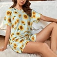 thumbnail image 4 of Rateoe Vintage White Polka Dot Sunflower Pattern Women's Short-Sleeved Pajama Set - 2 Piece Soft and Lightweight Sleepwear Set-X-Large, 4 of 7
