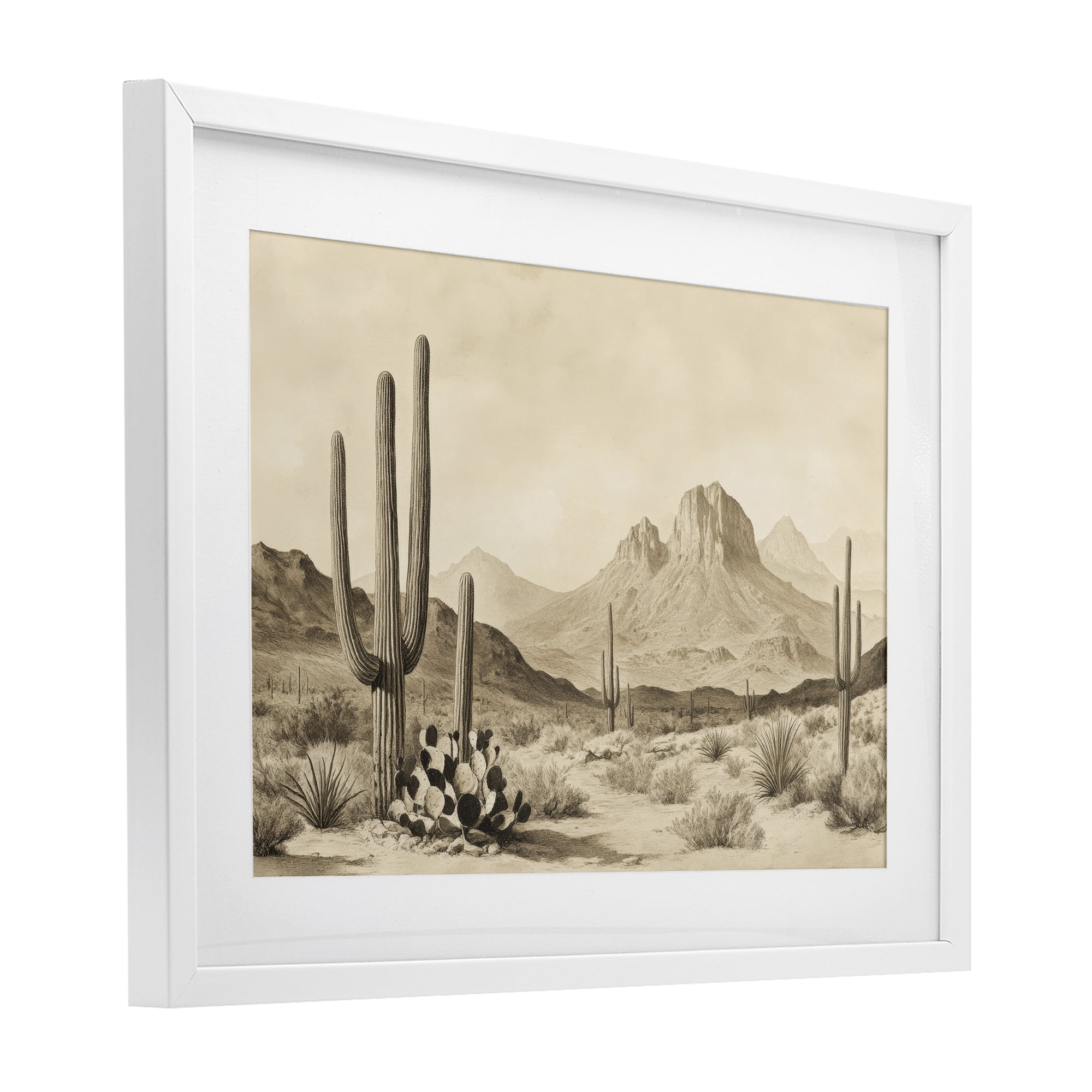 Stupell Industries Arizona Desert Vista White Framed Print Under Glass, design by Petal Prints Design