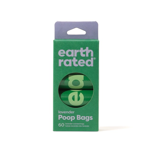 Earth Rated Sacs à Crottes à la Lavande en 8 Rouleaux de Recharge, 60 Sacs