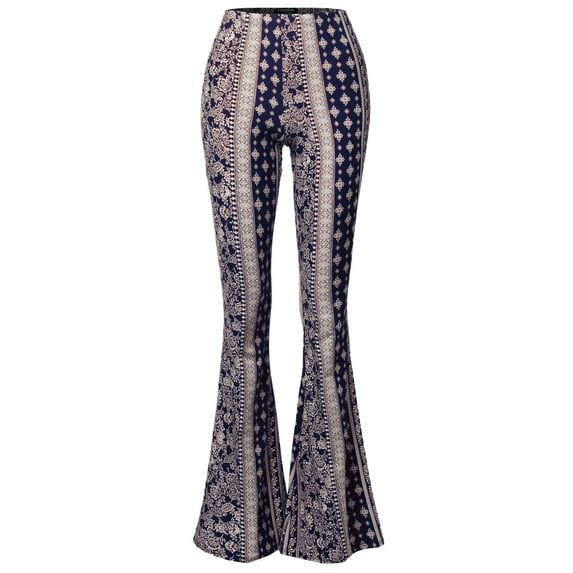 SSOULM Women's Stretchy Wide Leg High Waist Bell Bottom Flare Pants With Plus Size