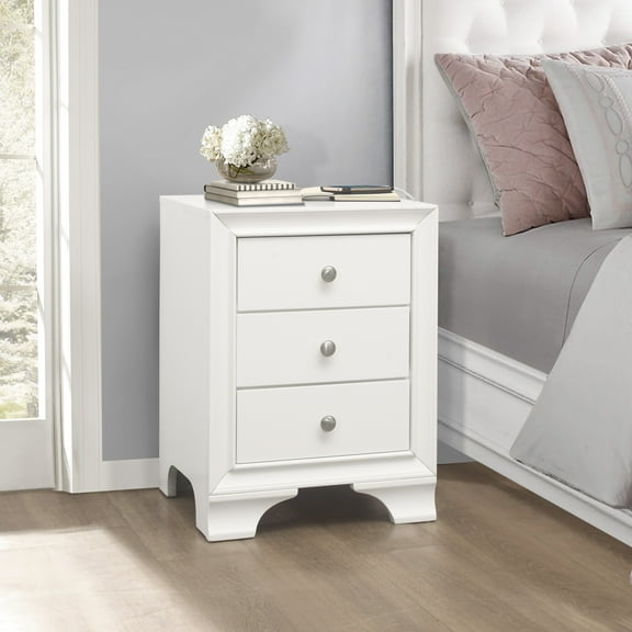Dtwnek 3 Drawers Nightstand Bedside Table for Living Room, Bedroom, White