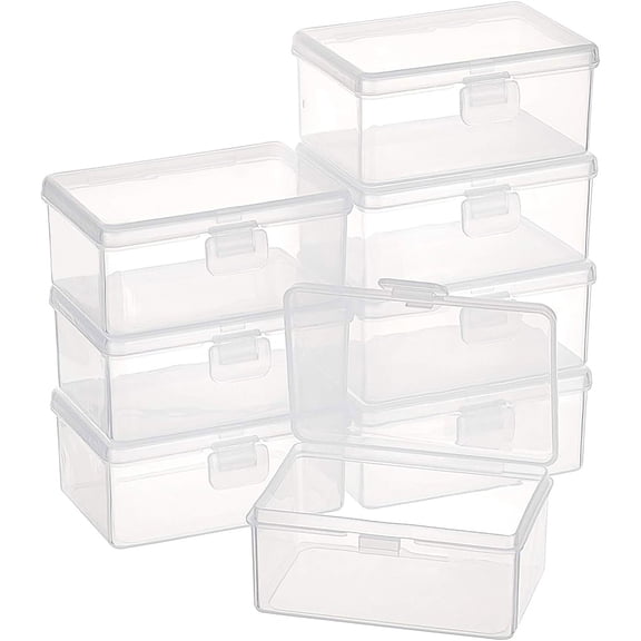 1box 8pcs Clear Plastic box Container 8.35x5.8x3.65cm Transparent Rectangle Storage Organizer with Lids for Beads Small Items and Other Craft Projects 3.2x2.2x1.4 Plastic