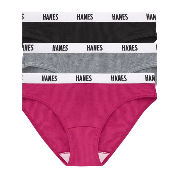 Hanes Women’s Ribbed Cotton Bikini Underwear, 3-Pack