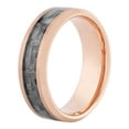 thumbnail image 2 of Men's Rose-Tone Tungsten with Carbon Fiber Inlay Beveled Wedding Ring - Wedding Band, 2 of 4