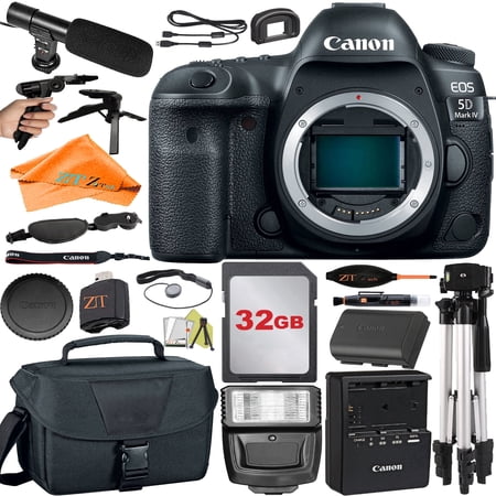 Canon EOS 5D Mark IV DSLR Camera (Body Only) with 64GB + Microphone + Case + ZeeTech Accessory Bundle (International Version)