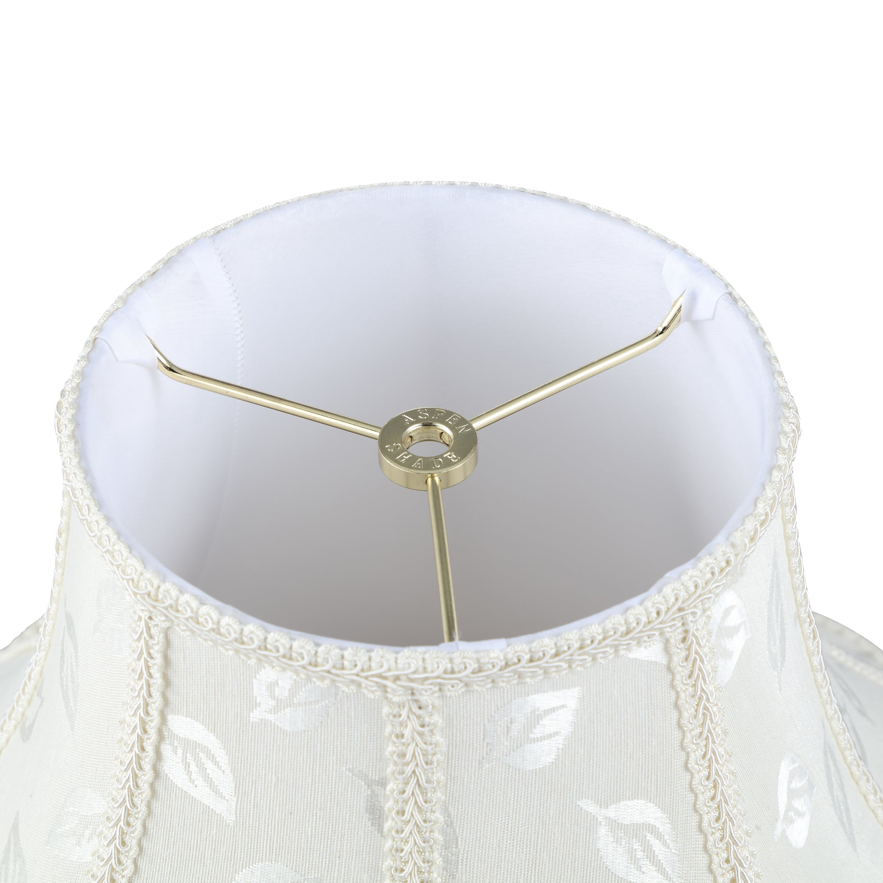 Aspen Creative 30627, Hand sewn Scallop Spider with Trim Lamp Shade, Off-White, 7" T x 17" B x 13" H