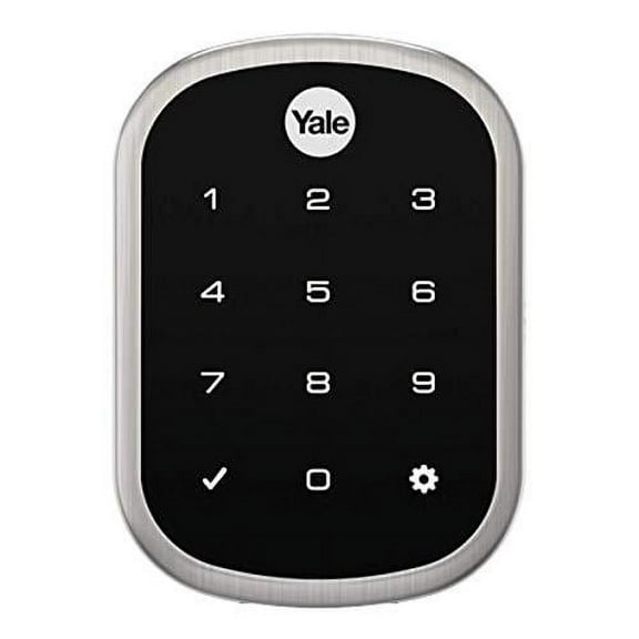 liftmaster myq key free smart lock with touchscreen, deadbolt, in satin nickel with myq smart garage control (lmdbpack-sn & 821lmc)