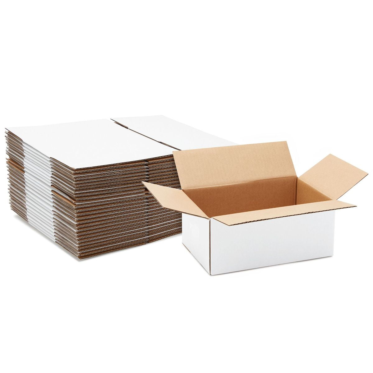 Small White Corrugated Cardboard Boxes for Mailing 25 Pack 8x6x4 Shipping Box