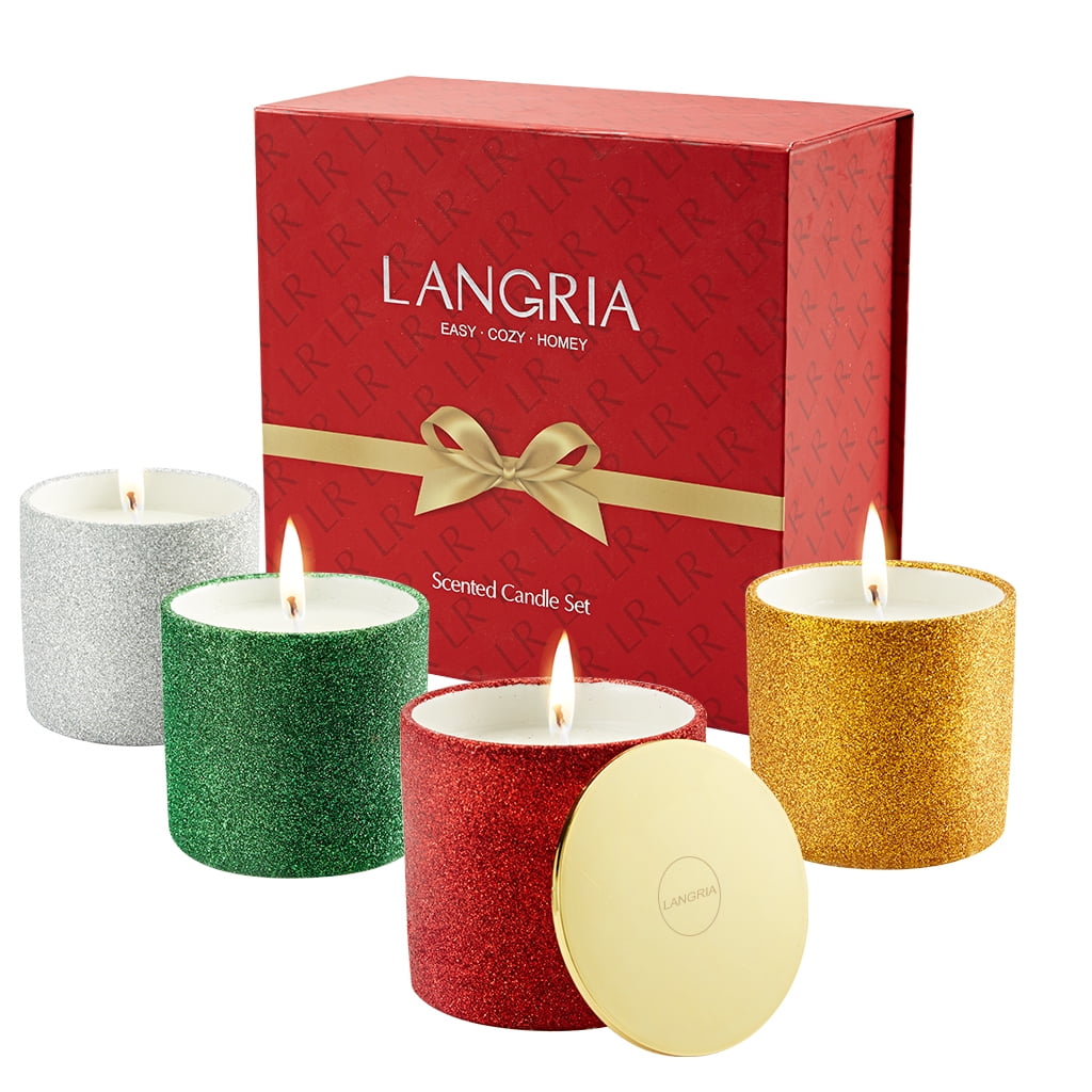 Aromatherapy Candles Ideal Gift for Festival Home Decor Bath Yoga Women 4-Cans Gift Set Smoke-Free Natural Soy Wax Scented Candles with Relaxing and Lasting Fragrance