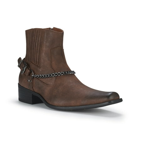 

Ferro Aldo Reyes MFA606332 Mens Memory Foam Casual High Western Buckle Strap Ankle Dress Boots in Maple Brown Men s Size 11