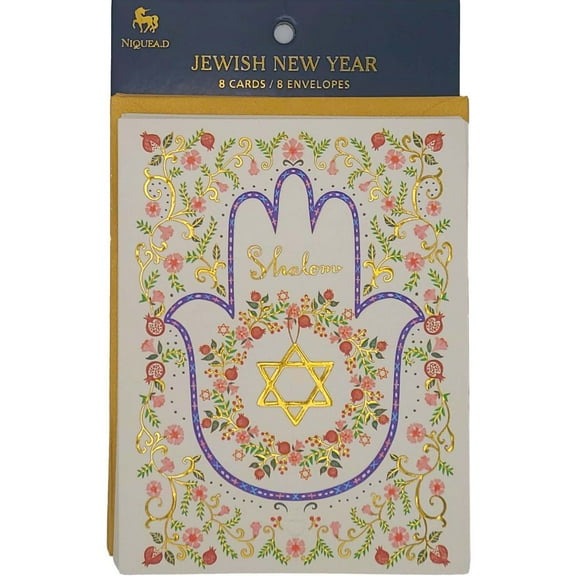 NIQUEA.D, Hamsah and Star of David 8 Count Rosh Hashanah Cards