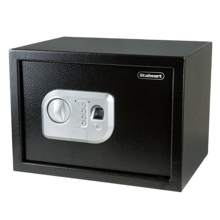 Stalwart Electronic Safe and Fingerprint Lock Box for Valuables (Black)