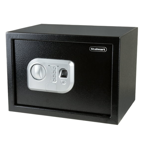 Stalwart Electronic Safe and Fingerprint Lock Box for Valuables (Black)