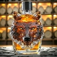 thumbnail image 2 of Sylvtty 300ml Whiskey Bottle Decanter Wolf Head Shape High Borosilicate Glass Wine Bottle Leak-Proof Seal Whiskey Decanter, 2 of 6