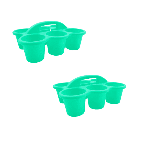 Teal Cup Caddy Organizer, 2 Pack, 6 Hole Storage Container with Handle, Stackable Utility Bins, Assorted Colors Art, DIY, Craft, Utility Caddy Perfect for Home Office Arts & Crafts
