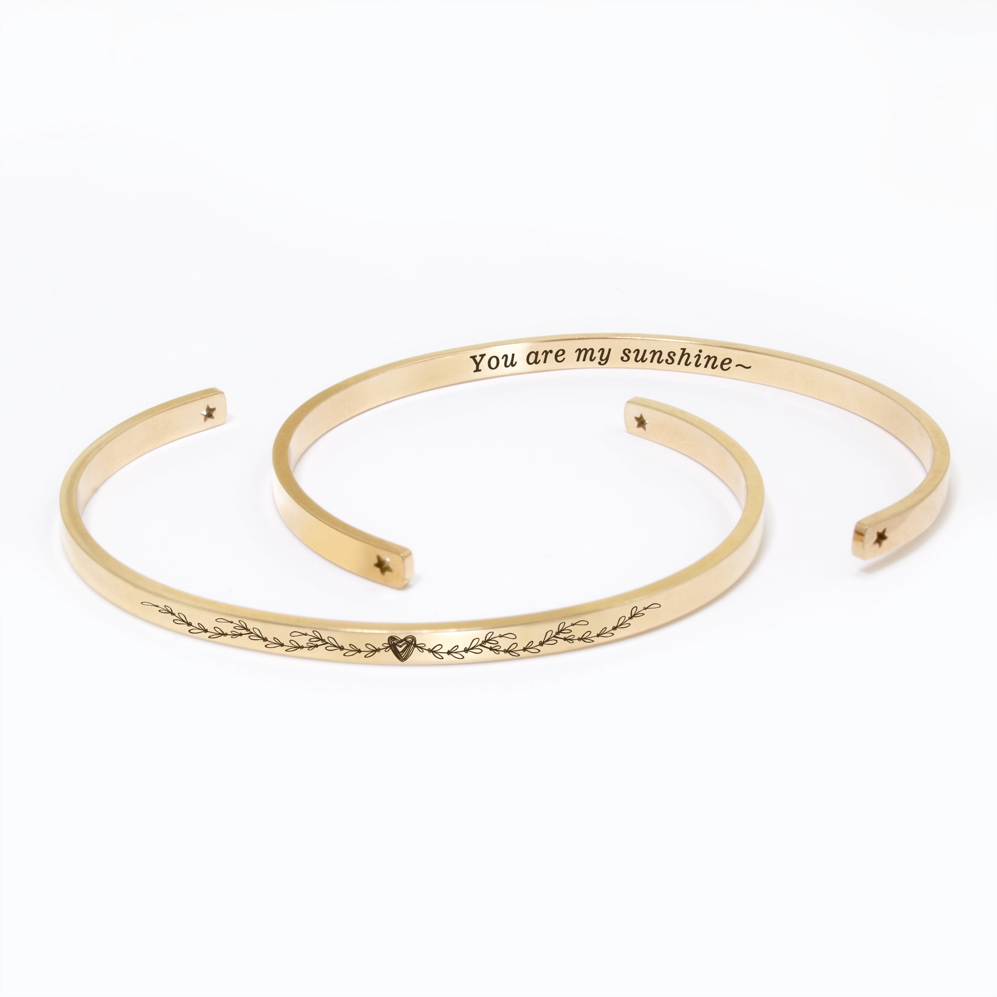 "You are my sunshine" Adjustable Rose Gold Stainless Steel Cuff Bangle Mother's Day Gift Set
