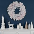 thumbnail image 3 of Corona navideña artificial de abeto de Ginebra preiluminada, color blanco, 24 pulgadas, luces blancas y rosas, 3 of 6