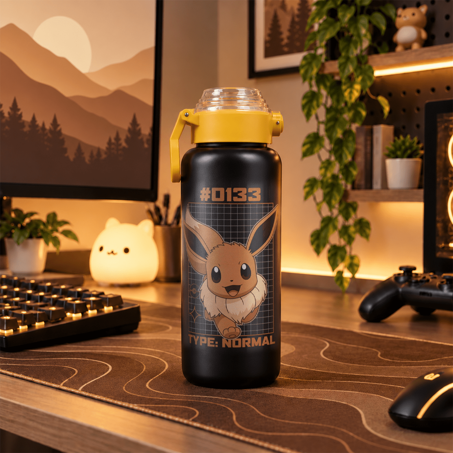 Pokémon Eevee 32oz Stainless Steel Water Bottle with Flip Lid and Spout