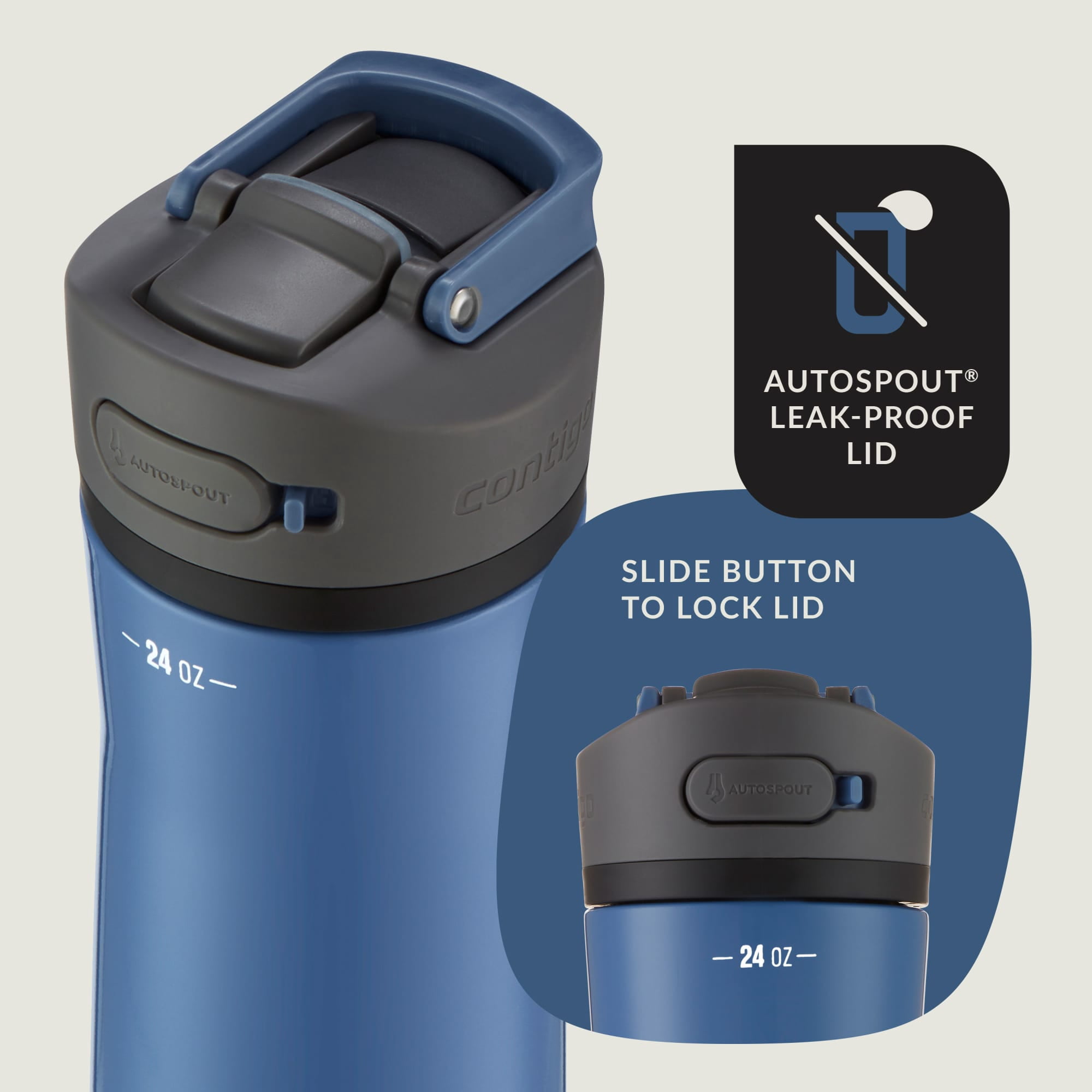 Contigo Ashland 2.0 Water Bottle with AUTOSPOUT Lid, 24oz., Blue Corn
