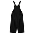 thumbnail image 6 of Cropped Overalls for Women Soft Wide Strap Pleated Front Casual Culotte Romper Capris with Pockets Black XXL, 6 of 6