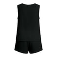 thumbnail image 5 of Likimi Womens Two Piece Set Solid Color Summer Sleeveless Crew Neck Tops With Shorts Fashion Casual Outfit Set Black Size S, 5 of 5