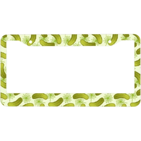 Dill Pickles License Plate Frames - License Plate Covers, 2 Packs Universal Aluminum Tag Frame for Front and Rear Car Tags, With Accessories