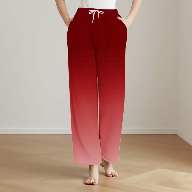 Pisexur Pantalon de Pyjama pour Femmes Doux Confortable Bas de Détente et de Nuit pour Femmes Rouge #02,2TG