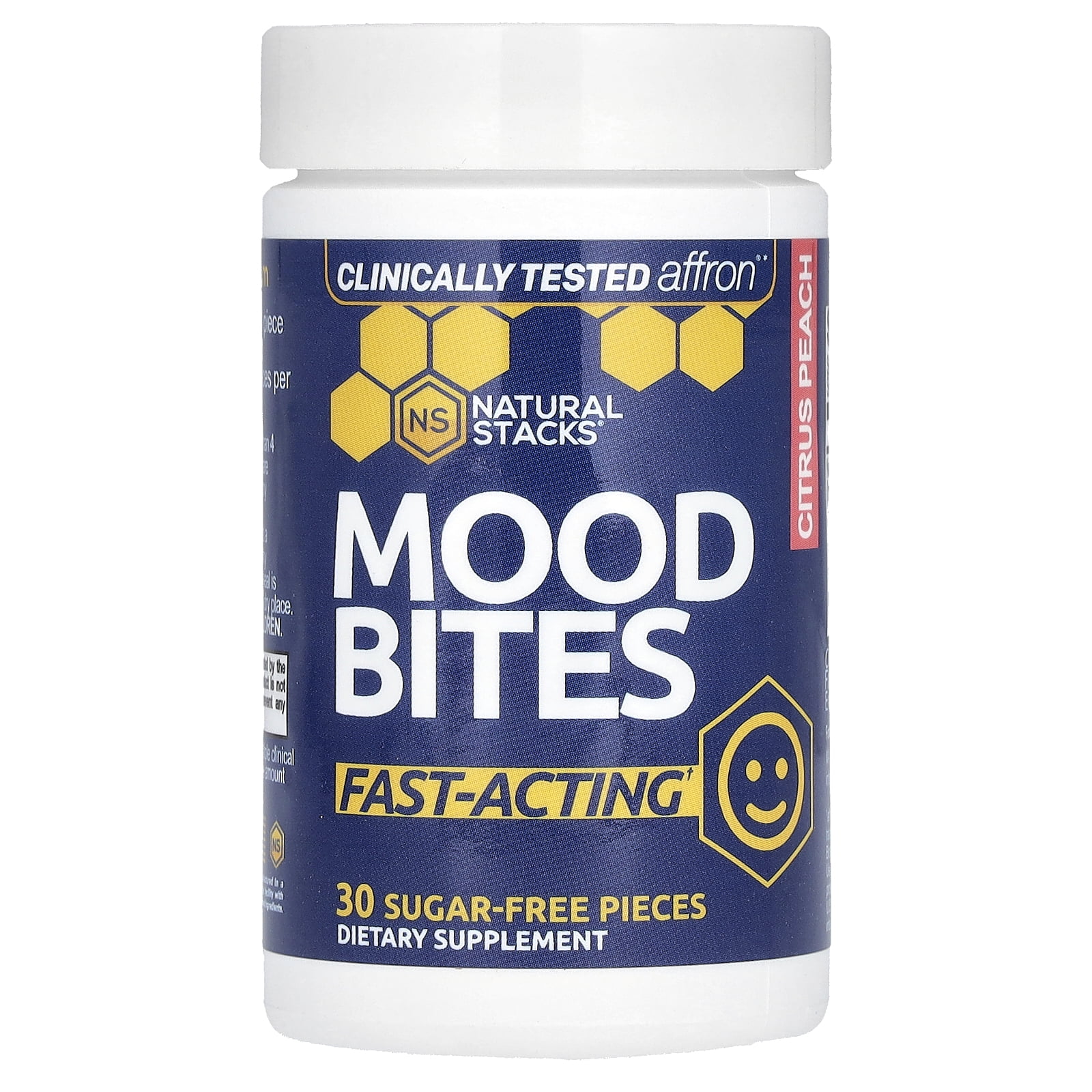 Natural Stacks Mood Bites, Citrus Peach, 30 Sugar-Free Pieces