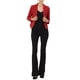 thumbnail image 2 of BLAZER CHIC para Mujeres, Abierto al Frente, Ideal para el Trabajo, Chaqueta de Traje Corta de Verano, Roja, Talla 2XL, 2 of 6