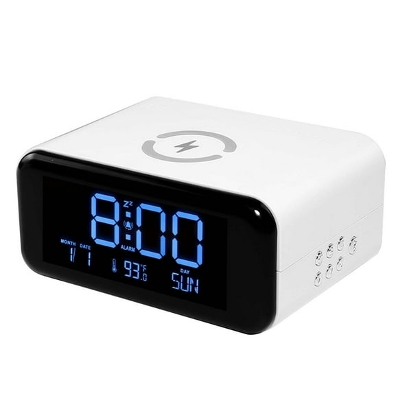 Altavoces Bluetooth Inalámbrico Nuevo Reloj de Alarma Inteligente de Pantalla Grande Altavoz Bluetooth Carga Inalámbrica de 10W Luz Nocturna Caliente Trasera Reloj de Alarma con Carga Inalámbrica
