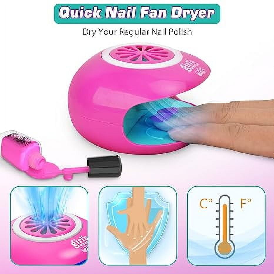 Nail Polish Kit for Girl Ages 6-12, Kids Nail Art Salon Set with Nail Dryer, Peelable Glitter Nail Polish, Storage Desk, Gifts for Birthday Spa Party Favors