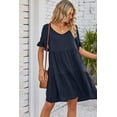 thumbnail image 2 of Womens Summer Dresses 2024 Swing V Neck Short Sleeve Midi Dress with Packet Fashion Casual Fit Elegant Vacation Sundress (Navy blue,XX-Large), 2 of 2