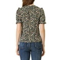 thumbnail image 3 of INSPIRE CHIC Blouse Haut à Volants à Manches Courtes Bouffantes Smocké à Col Peter Pan Fleuri pour Femme TP Noir, 3 of 7