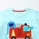 thumbnail image 2 of Ceisia Kids' Cartoon Fire Truck Print Short Sleeve Crew Neck T-Shirt for Summer Casual Wear Light Blue 2 Years Gifts, 2 of 6