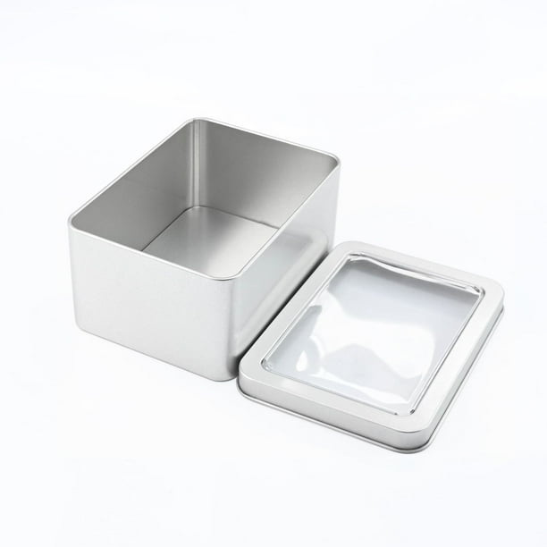 Caja de hierro para embalaje con ventana rectangular, accesorios y piezas, caja de hierro para embalaje general, caja de hojalata