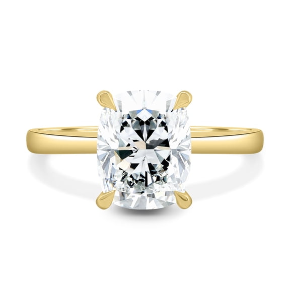 3.00Ct Elongated Cushion Cut Lab-grown diamond Solitaire Engagement Ring, Hidden Halo, 10K Yellow Gold